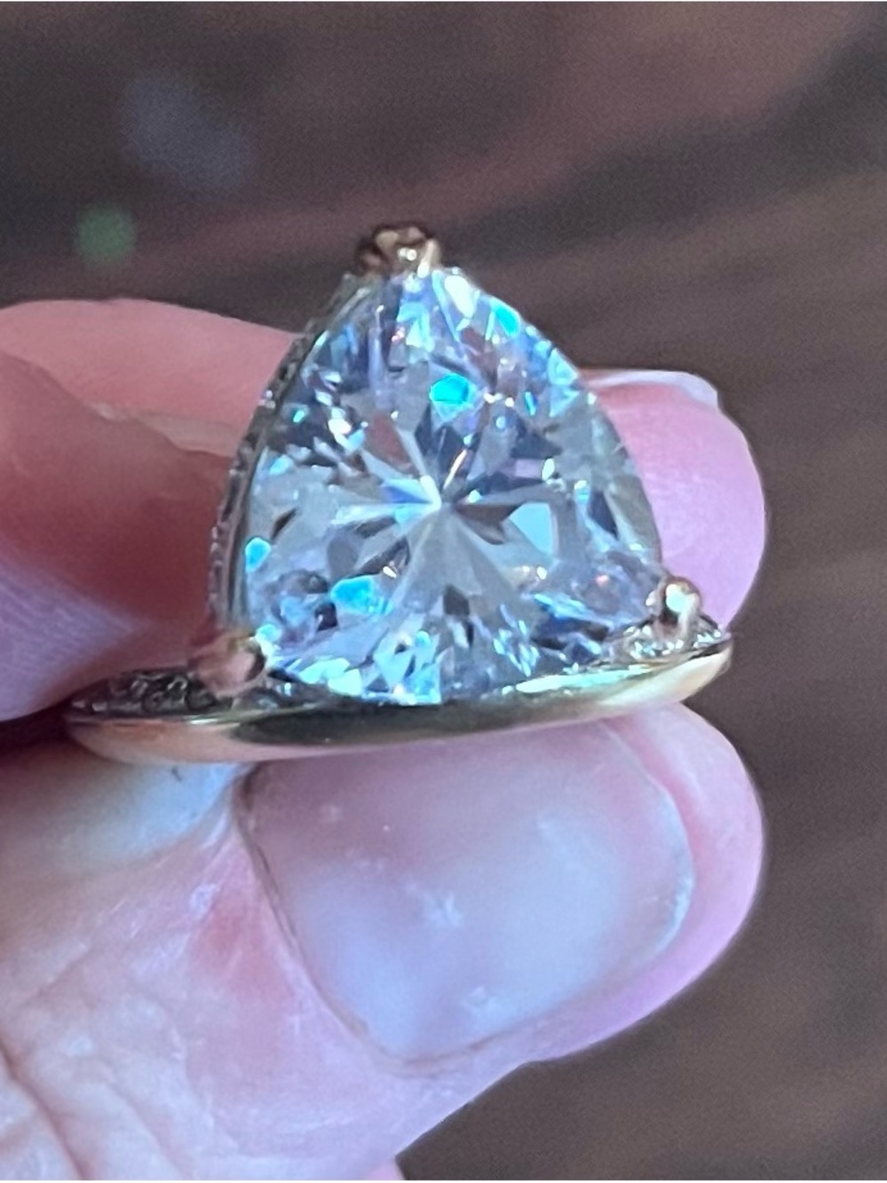 Trillion-Cut Clear Stone Gold Ring - Women Jewelry